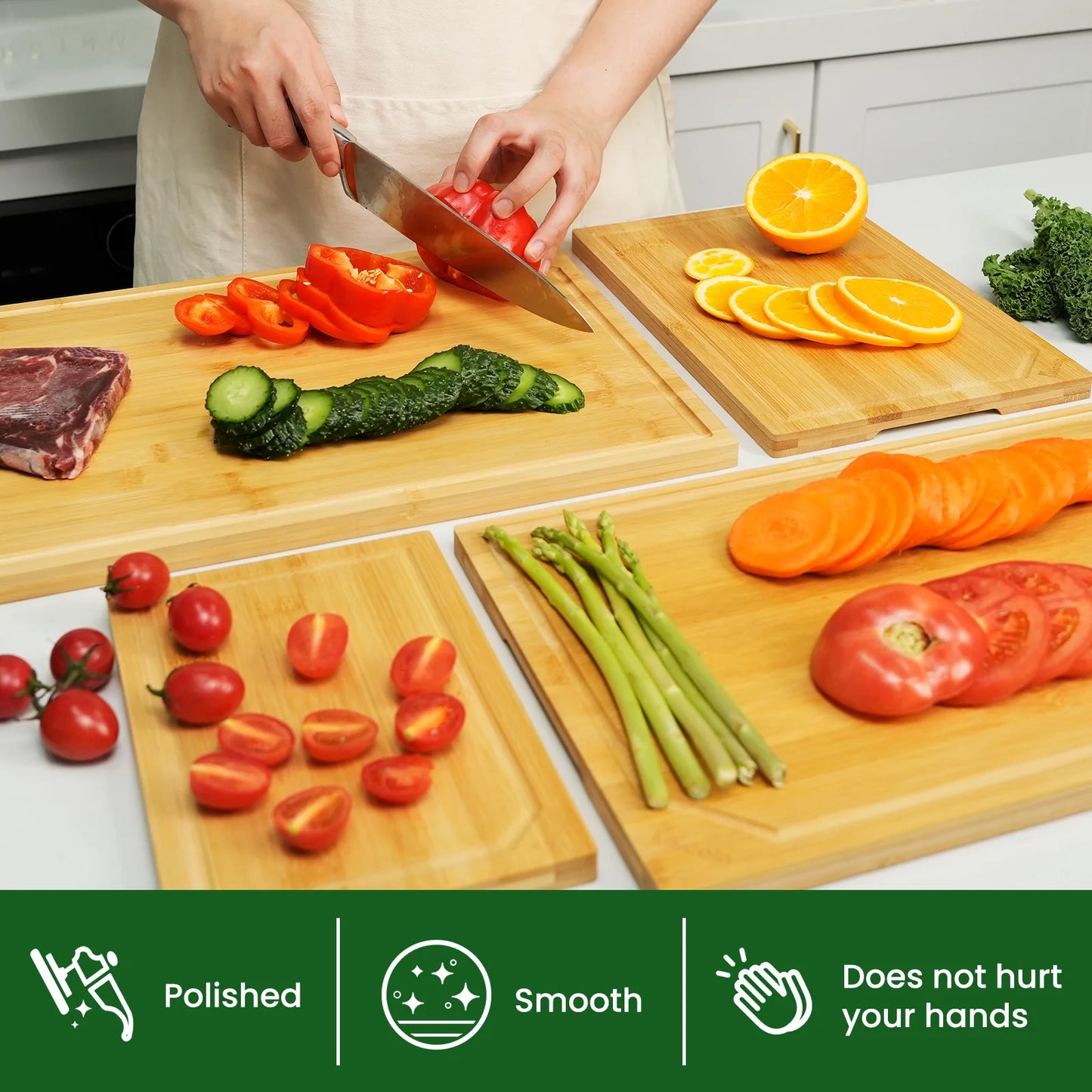 4-Piece XL Bamboo Cutting Board