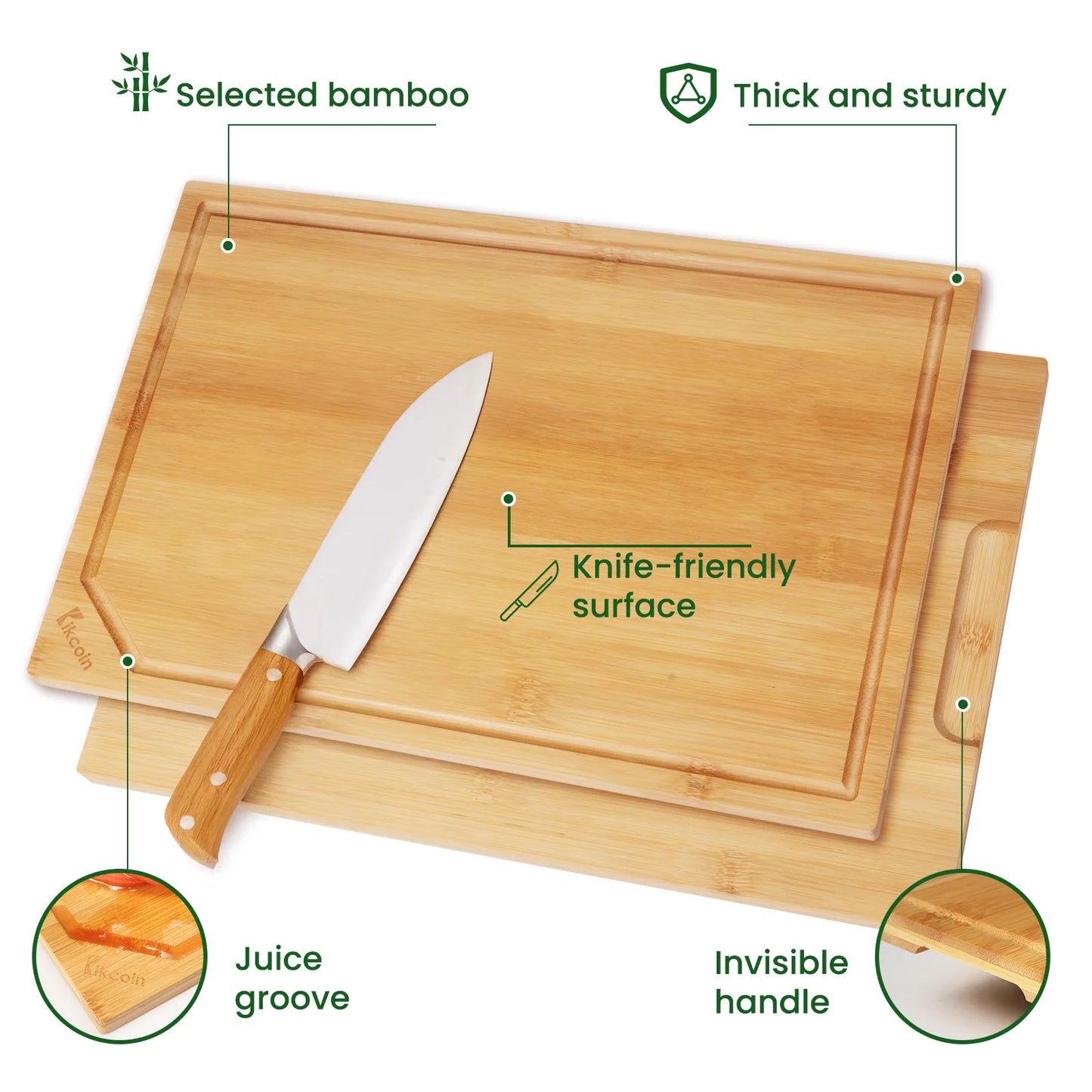 4-Piece XL Bamboo Cutting Board