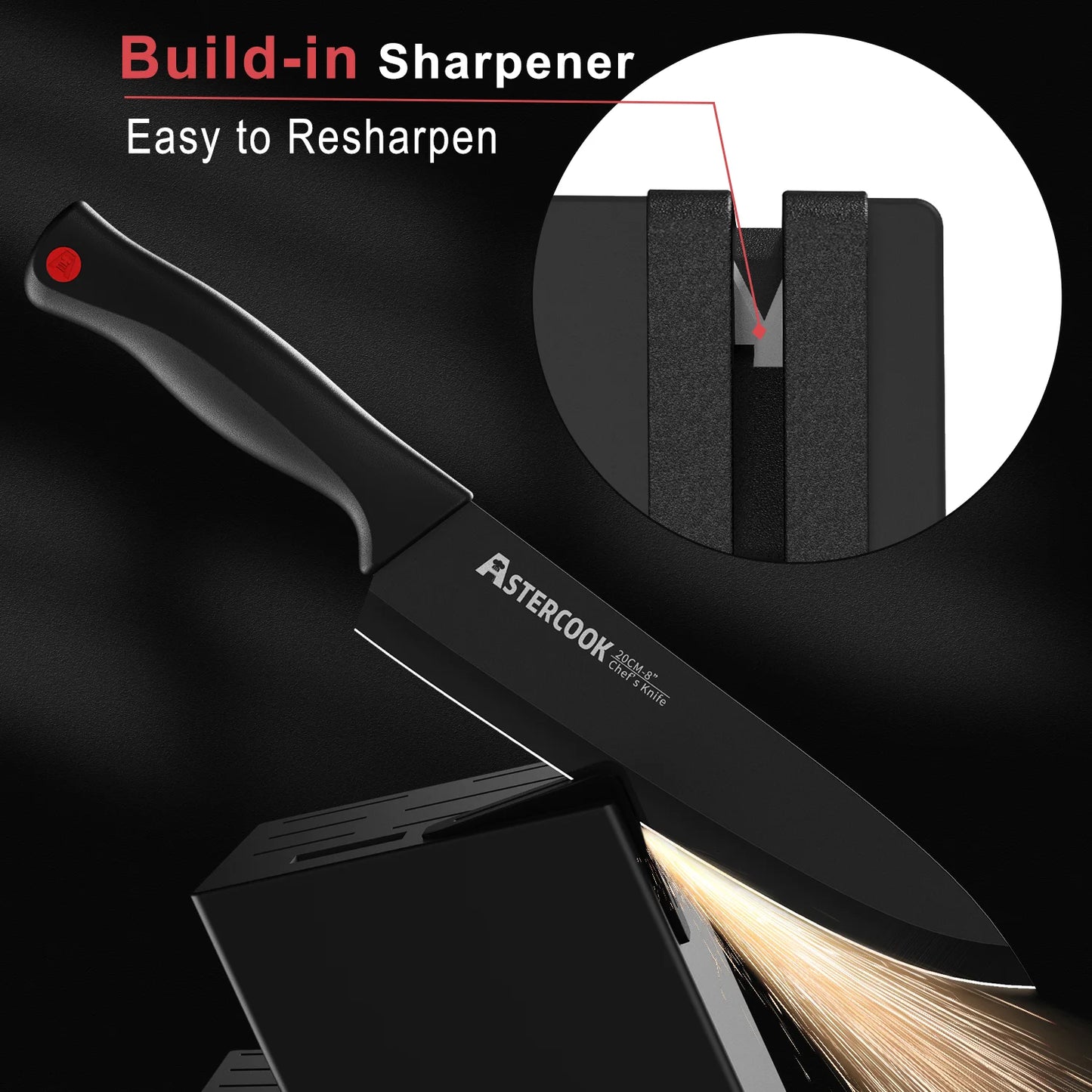15 pc Knife Set with Sharpener Block