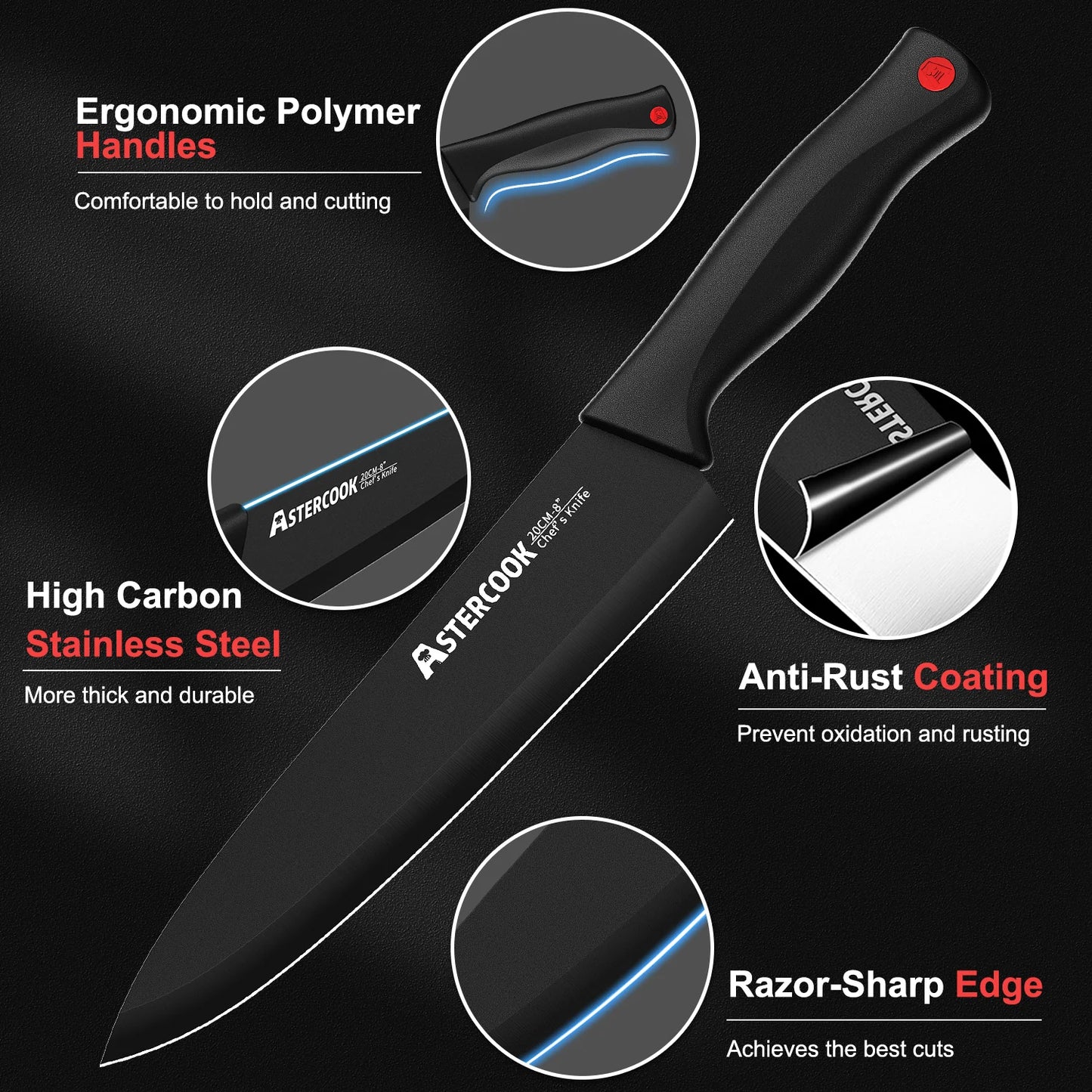 15 pc Knife Set with Sharpener Block