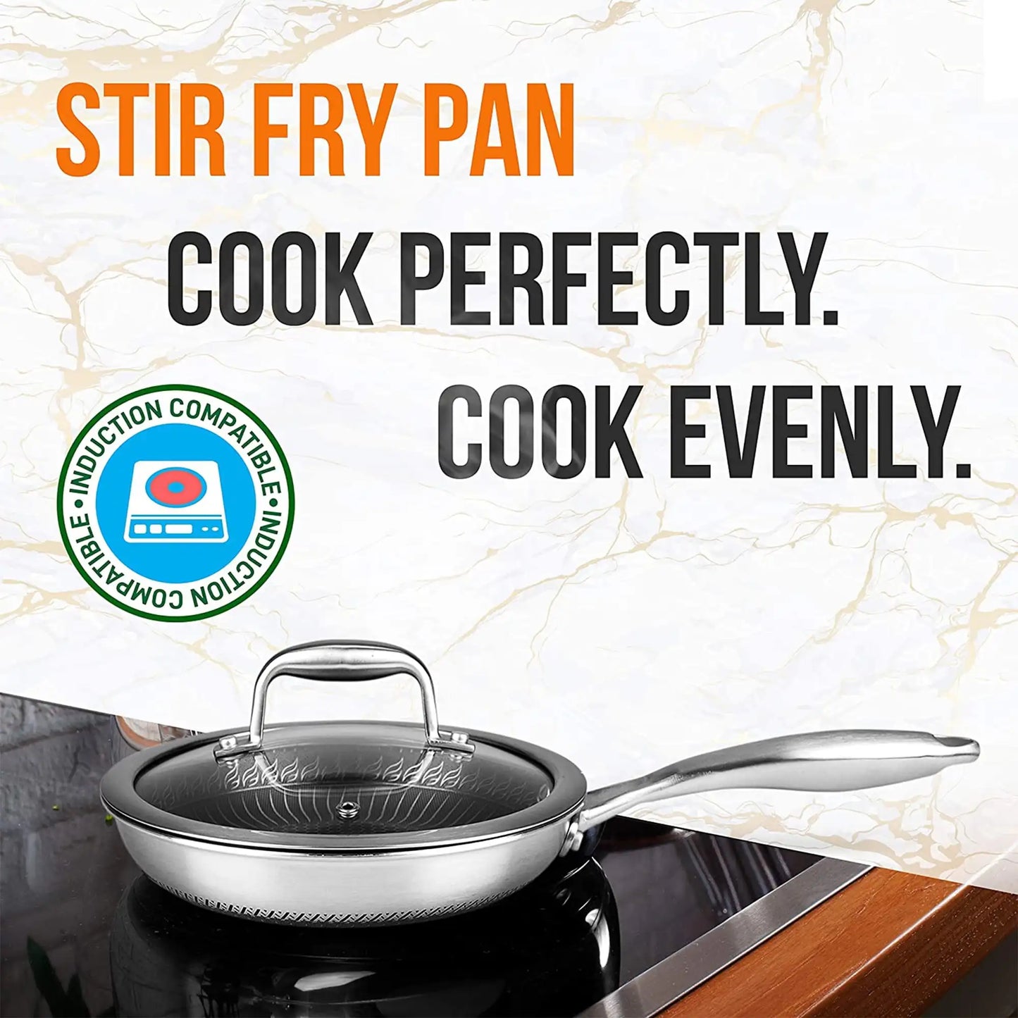 8 Inch Nonstick Triply Cooking Pan With Lid