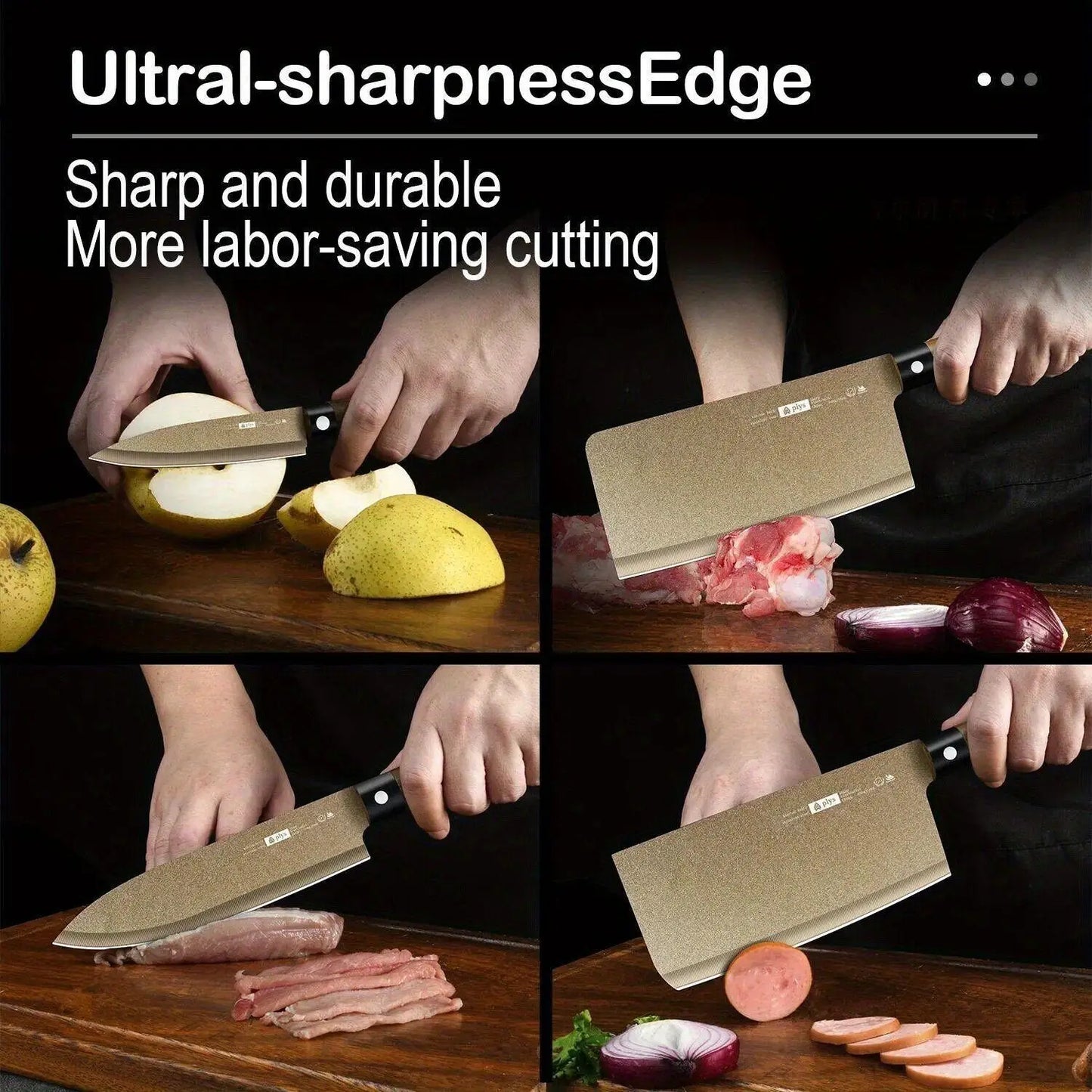 4 pc Titanium Kitchen Knife Set