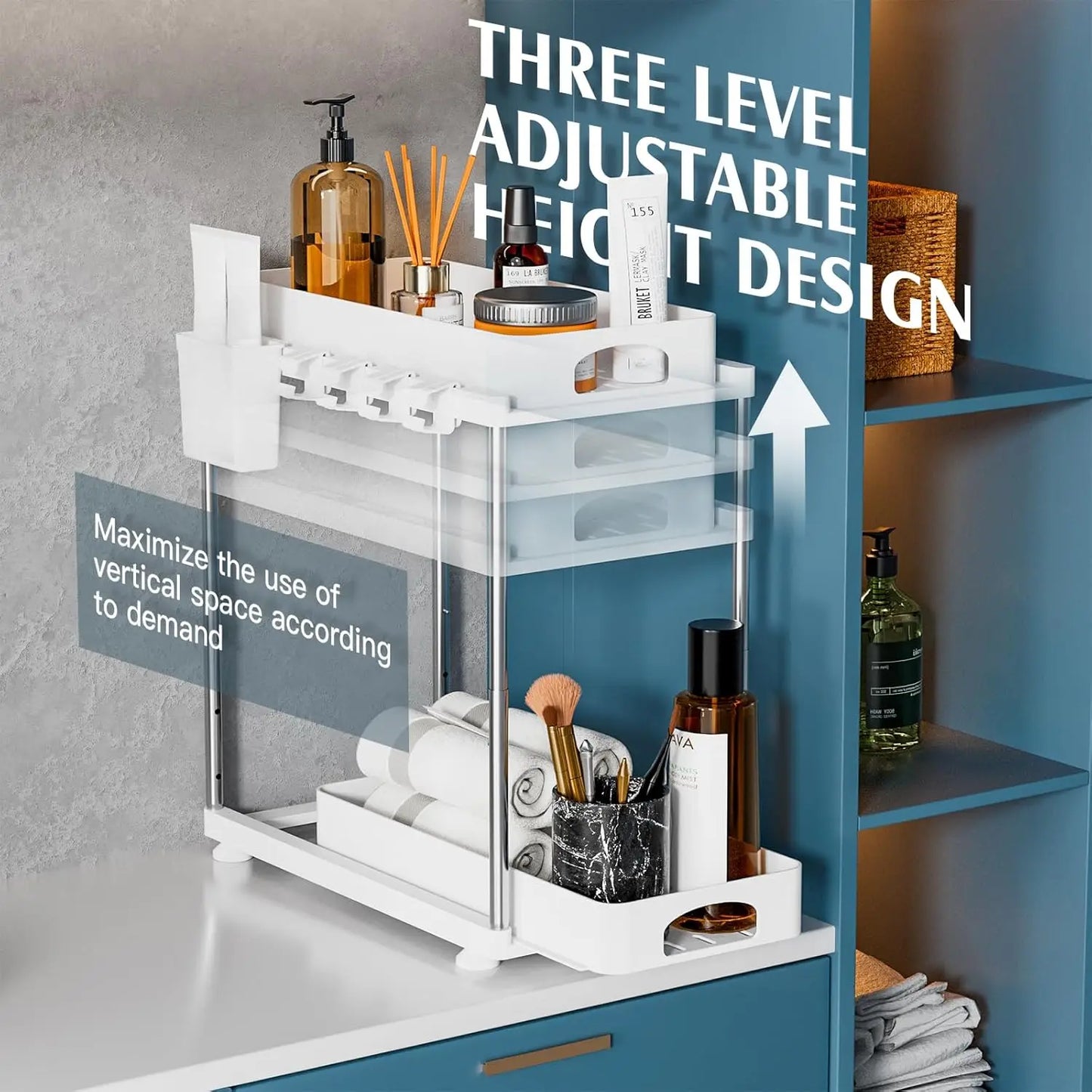 2 Tier Sliding Under Sink Organizer and Storage