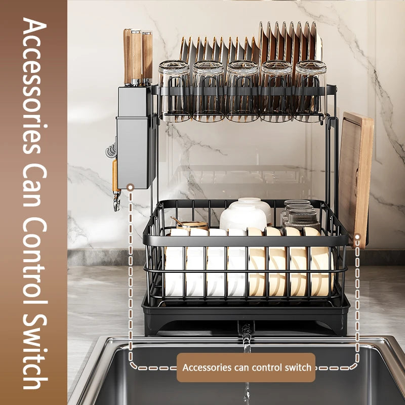 2 Tier Space-Saving Kitchen Dish Drying Rack