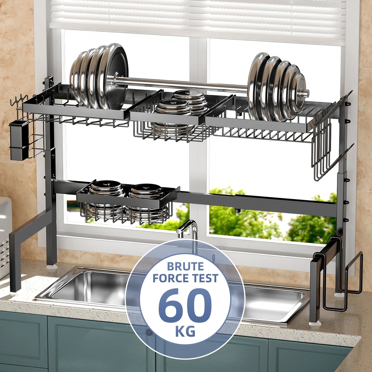 2 Tier Over The Sink Dish Drying Rack