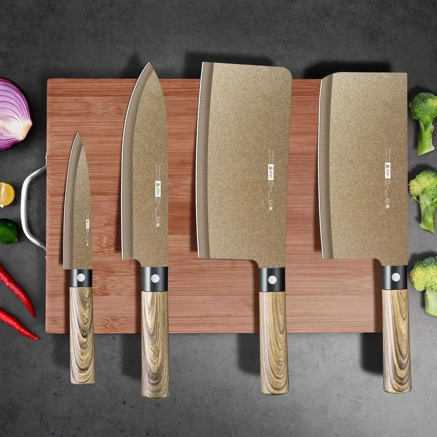 4 pc Titanium Kitchen Knife Set