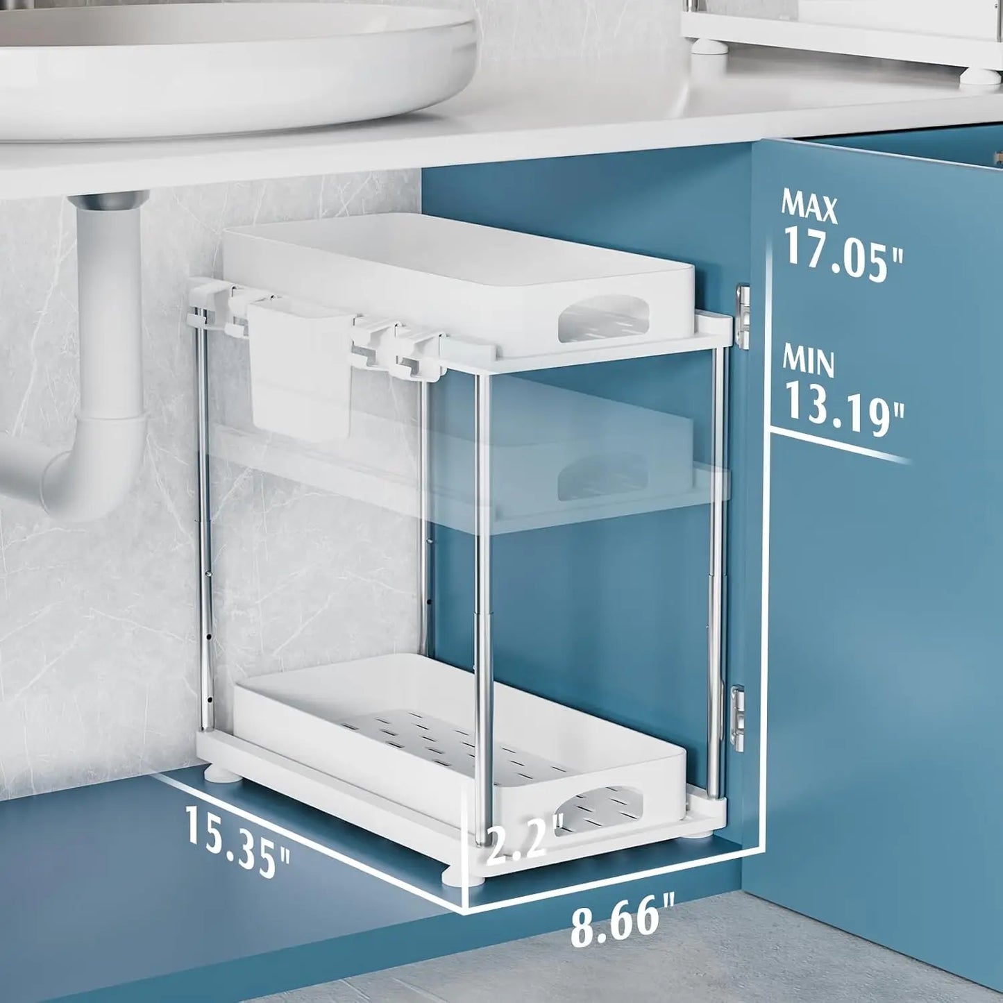 2 Tier Sliding Under Sink Organizer and Storage