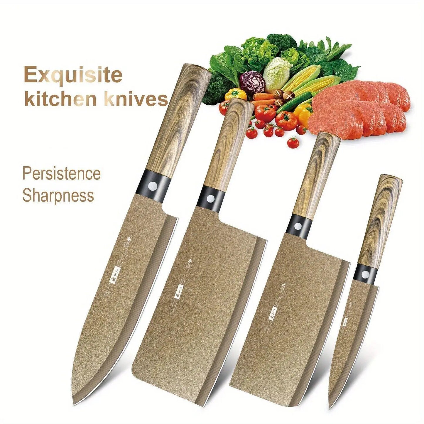 4 pc Titanium Kitchen Knife Set