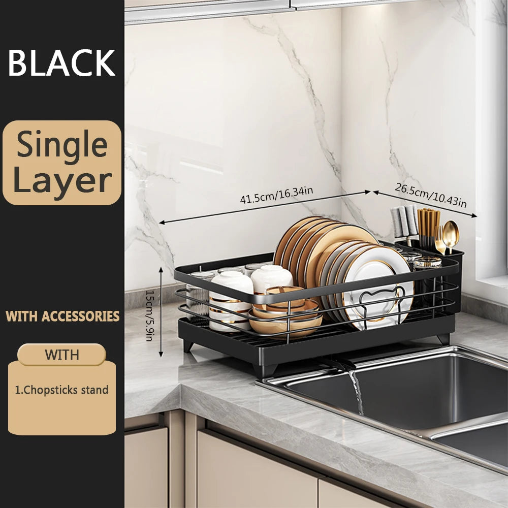 1 or 2-Tier Space-Saving Kitchen Dish Drying Rack