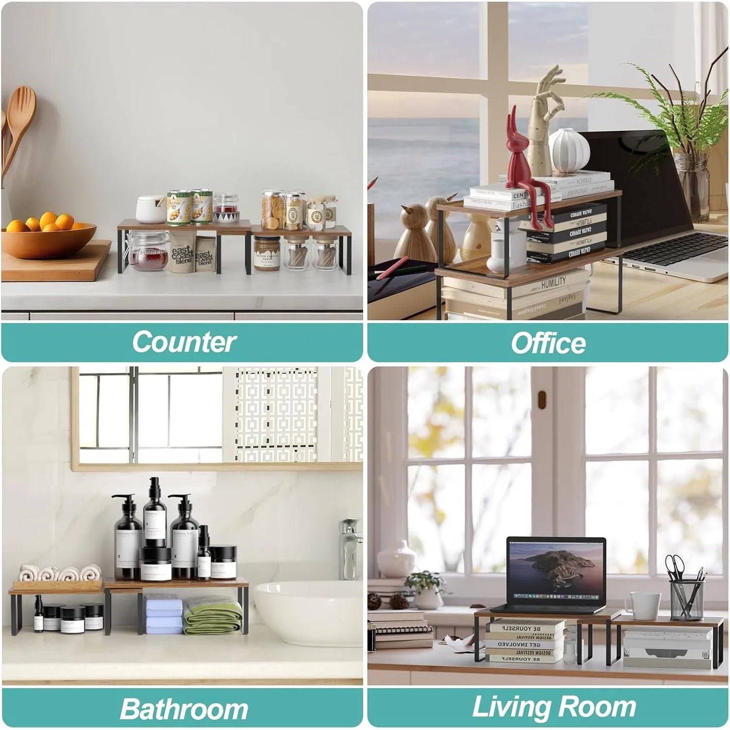 2-Pack Stackable Cabinet Shelf Organizer
