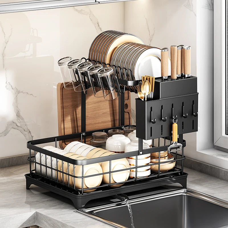 1 or 2-Tier Space-Saving Kitchen Dish Drying Rack