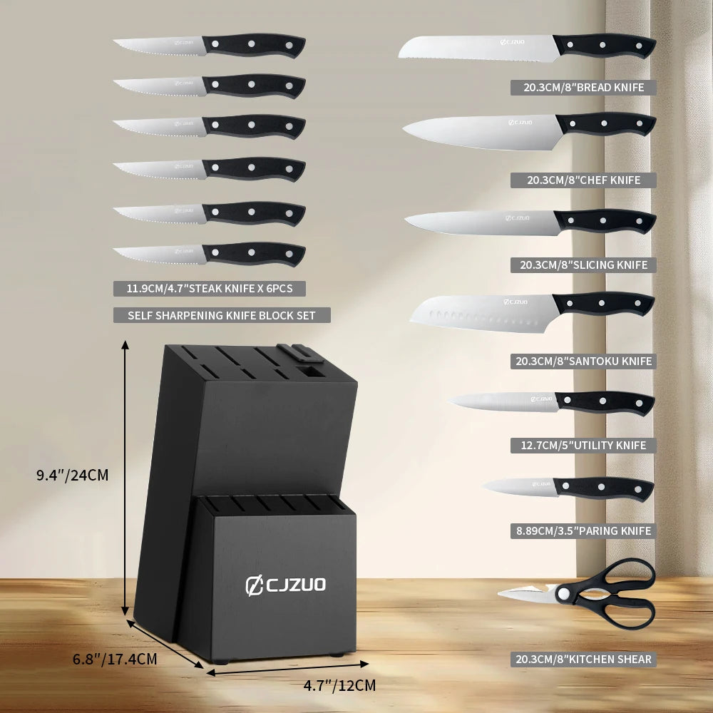 15PCS/Stainless Steel Kitchen Knife Set One-piece Chef's Knive Vegetable Fruit Meat Cutting Bread steak knife All Saints' Day