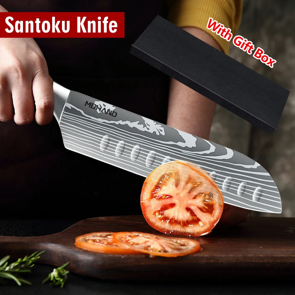 7 Inch Santoku Knife Laser Damascus Stainless Steel