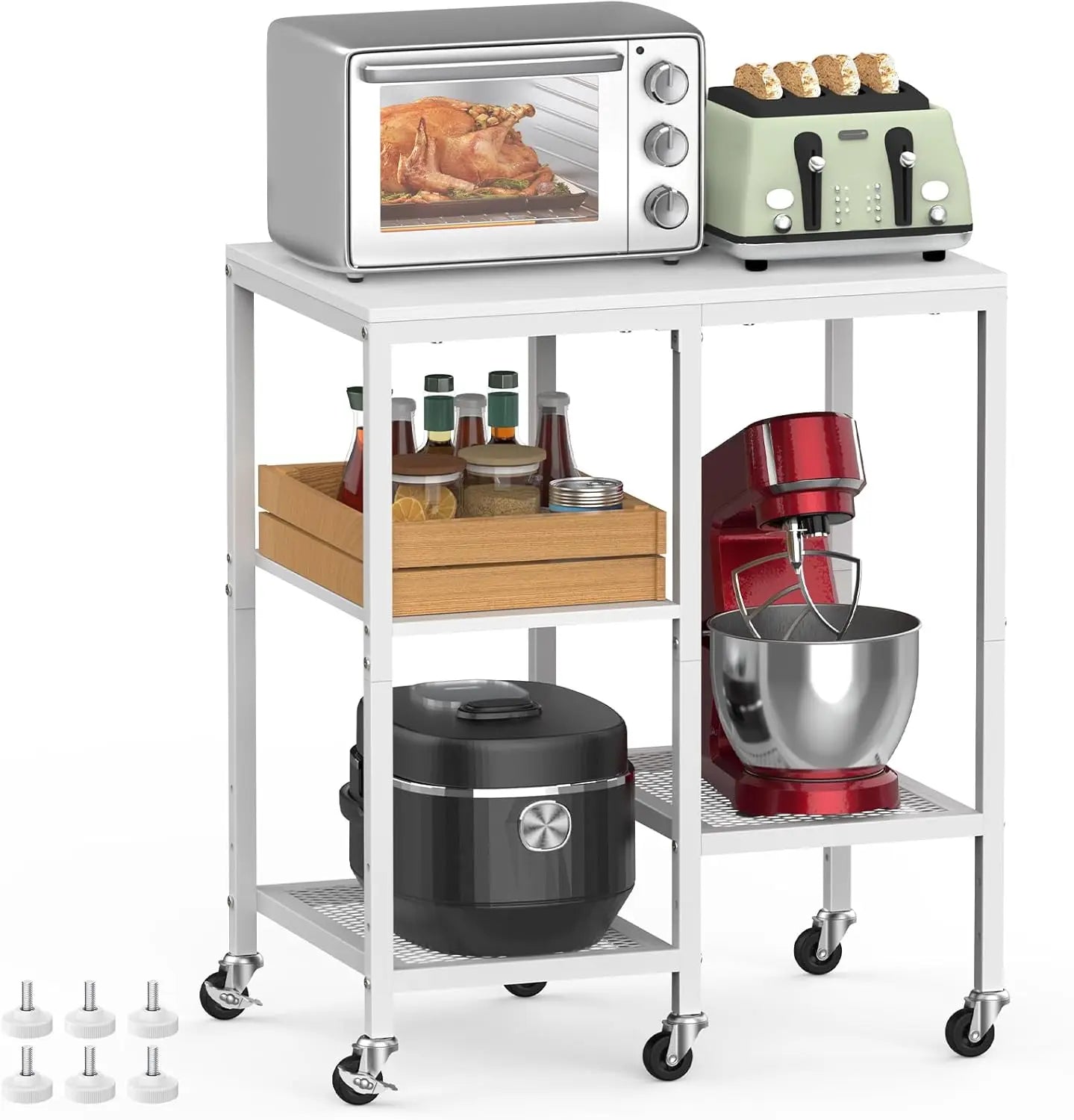 4-Tier Rolling Microwave Cart