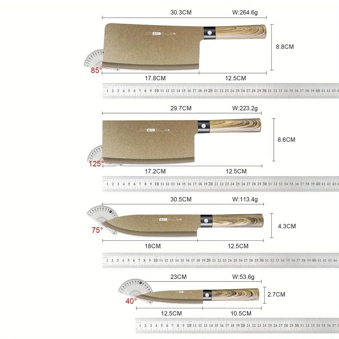 4 pc Titanium Kitchen Knife Set