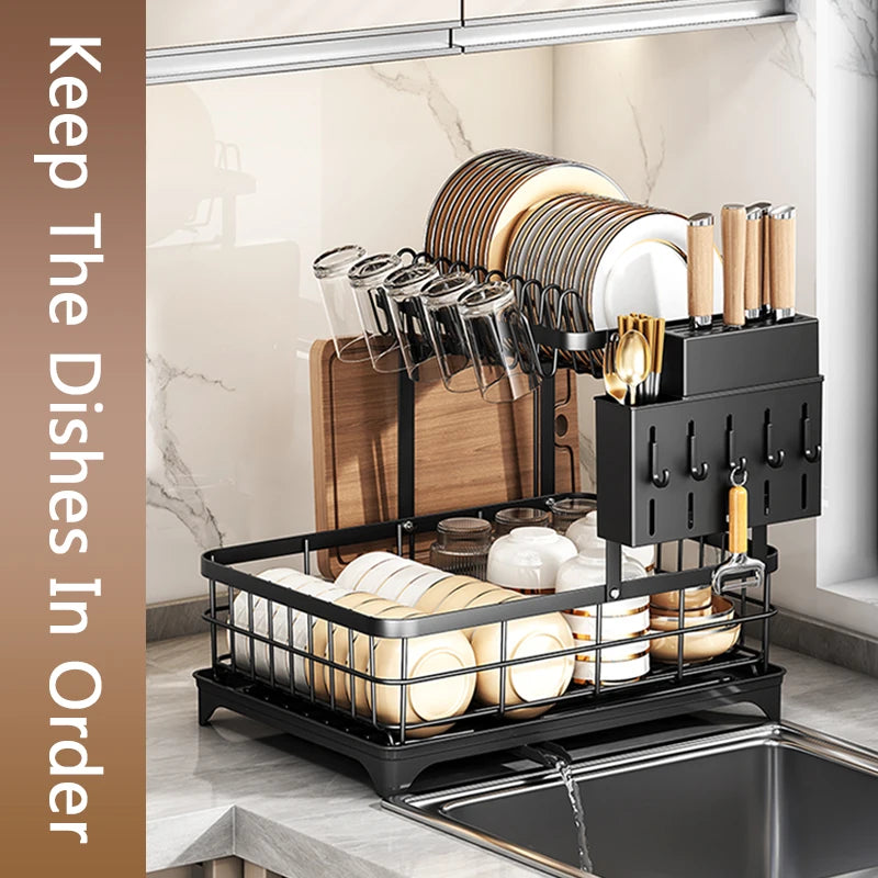 1 or 2-Tier Space-Saving Kitchen Dish Drying Rack