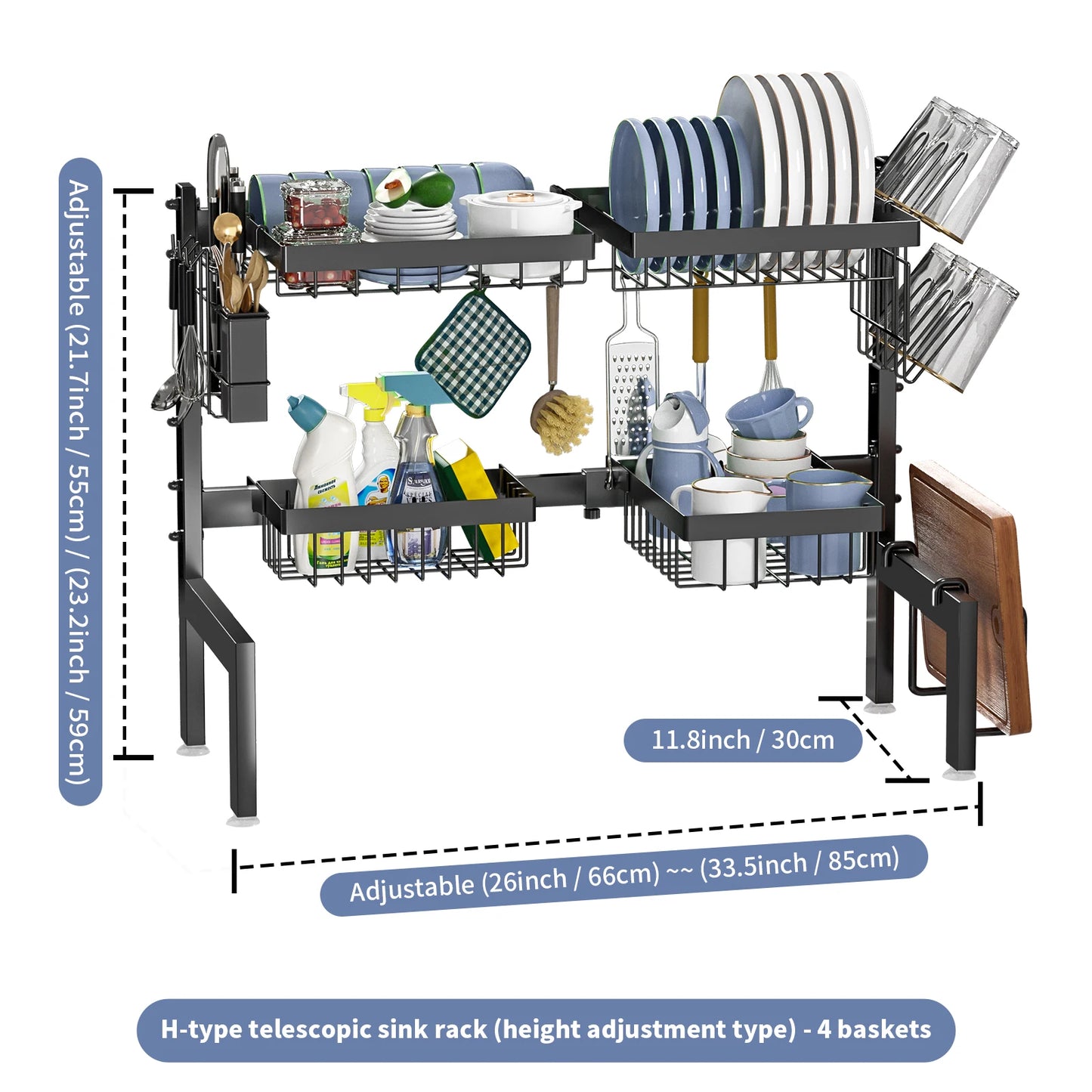 2 Tier Over The Sink Dish Drying Rack