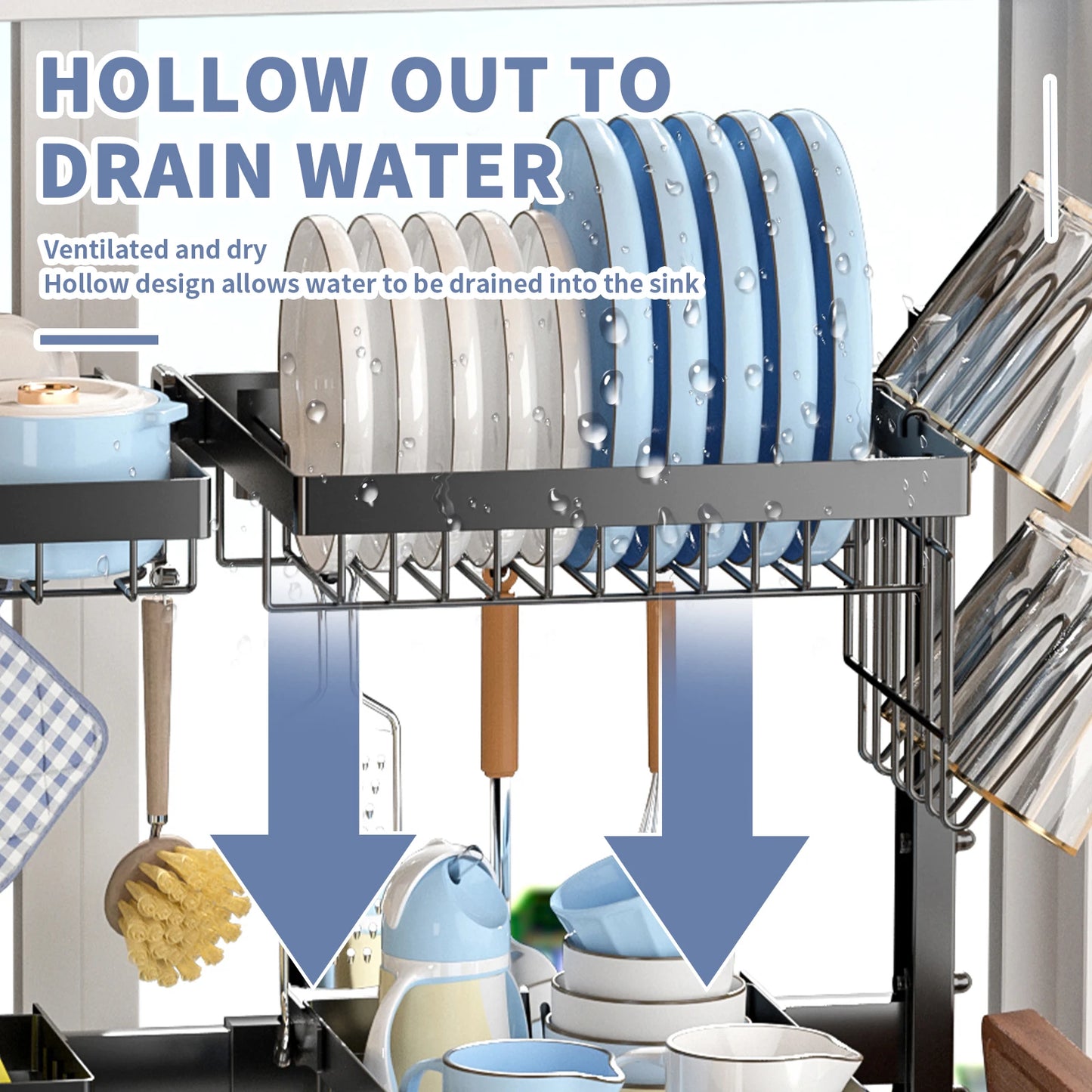 2 Tier Over The Sink Dish Drying Rack