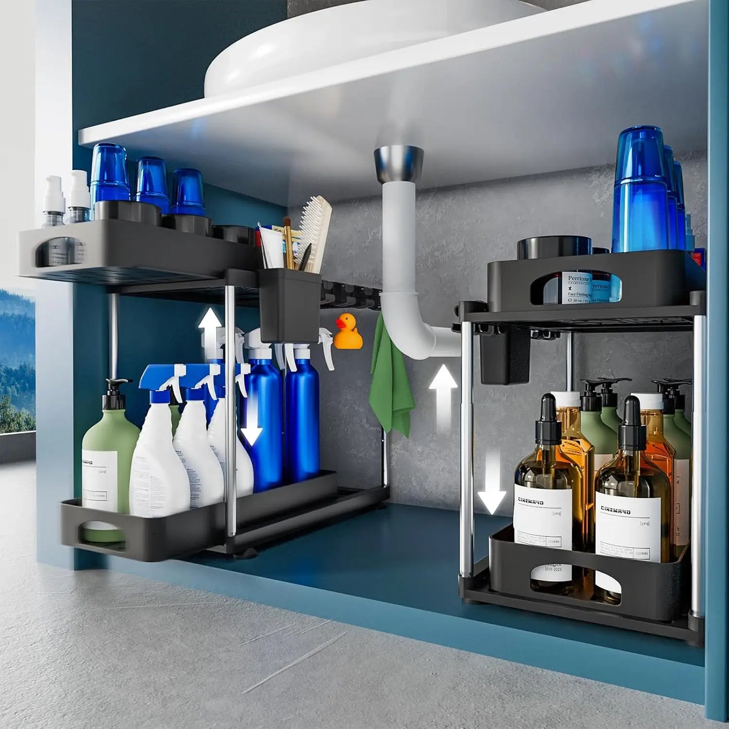 2 Tier Sliding Under Sink Organizer and Storage