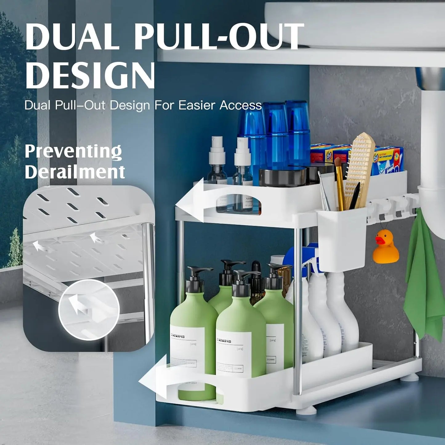 2 Tier Sliding Under Sink Organizer and Storage