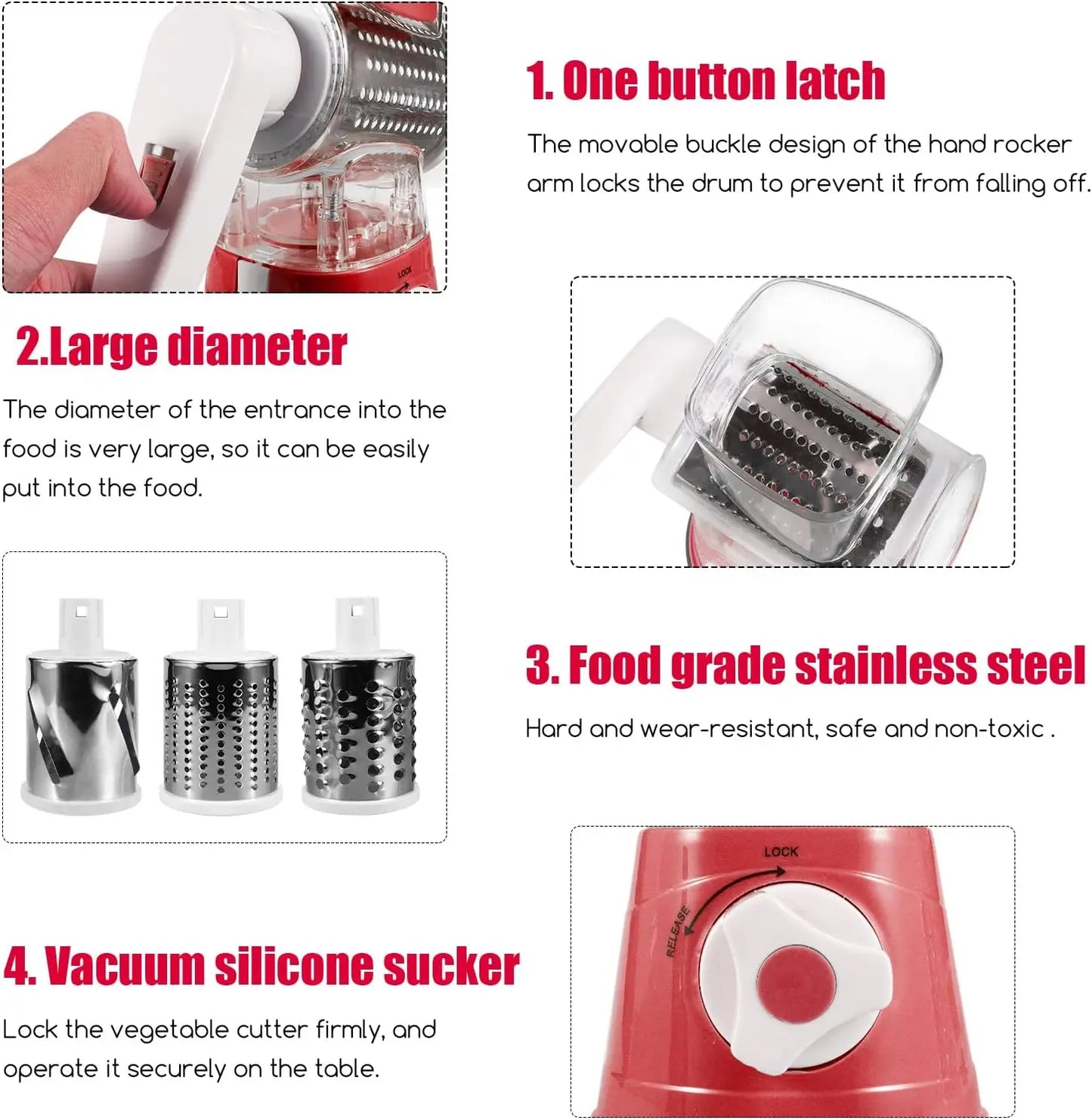 Rotary Grater/Slicer Red