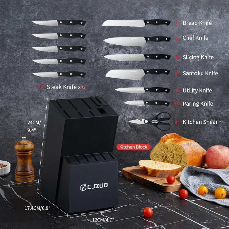 15PCS/Stainless Steel Kitchen Knife Set One-piece Chef's Knive Vegetable Fruit Meat Cutting Bread steak knife All Saints' Day