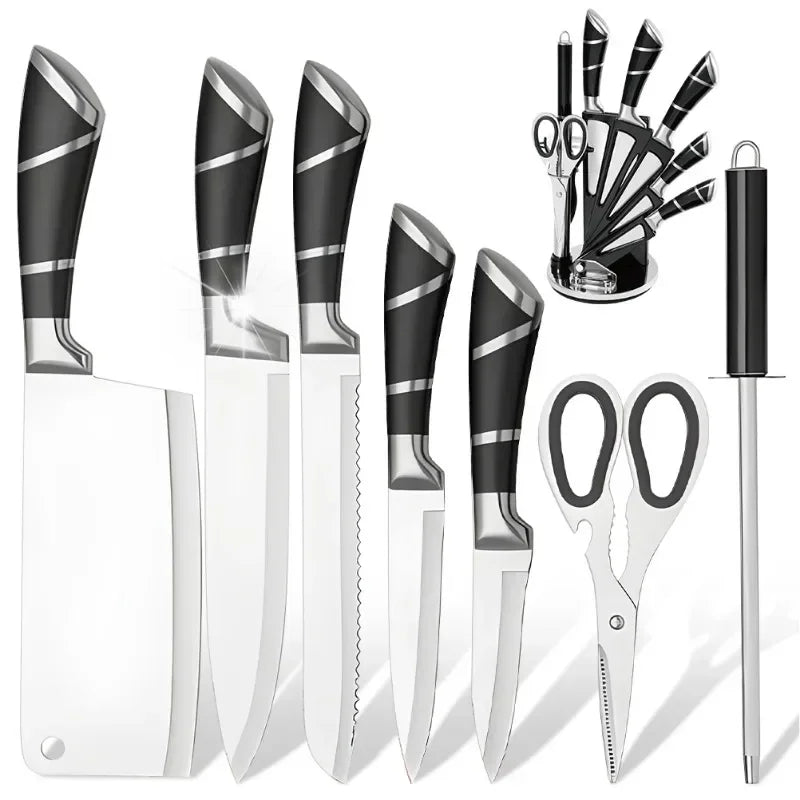 9 Pc Kitchen Knife Set With Sharpener