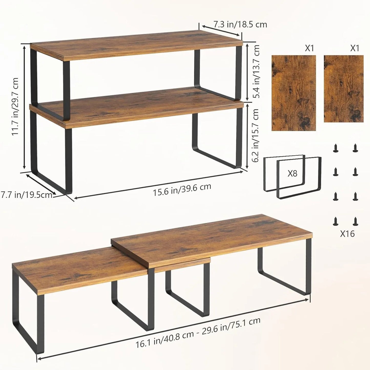 2-Pack Stackable Cabinet Shelf Organizer