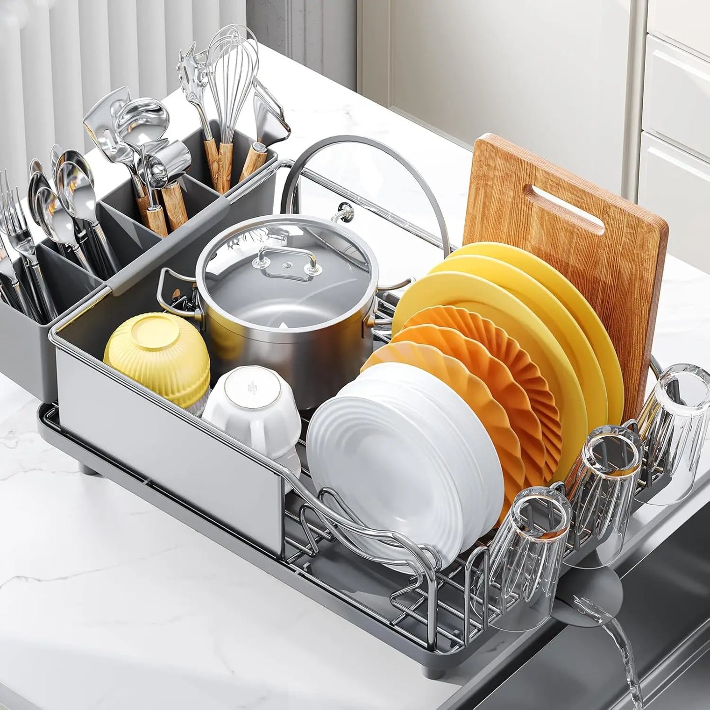 304 Dish Drying Rack - Large Stainless Steel Dish Drainer for Kitchen Counter, Multifunctional Rust Resistant Kitchen Organizer