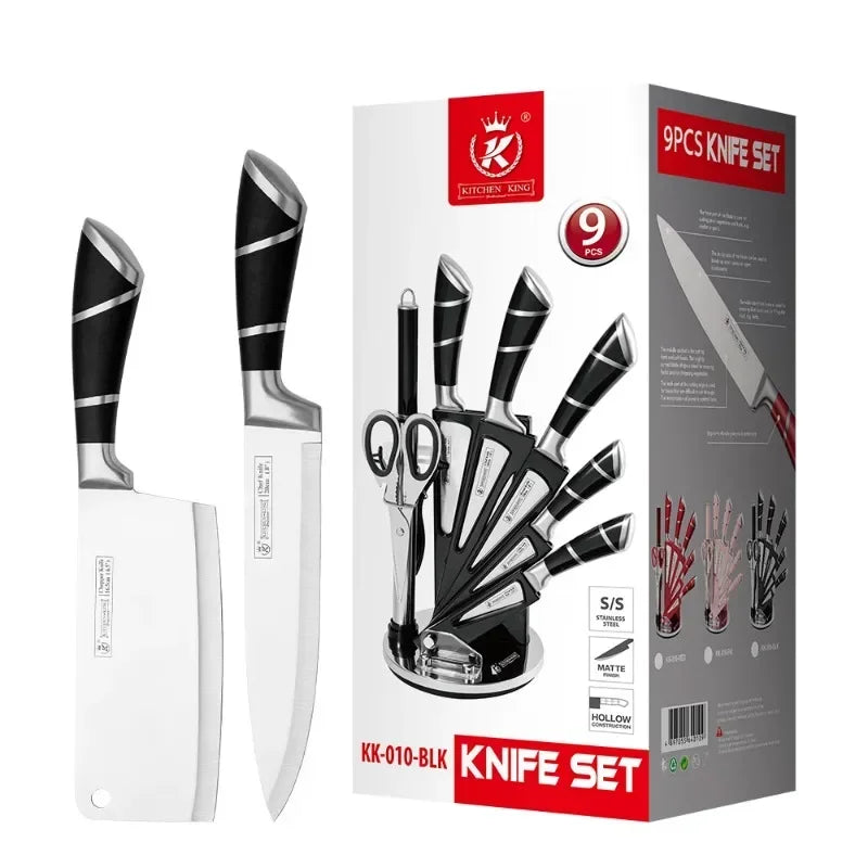 9 Pc Kitchen Knife Set With Sharpener