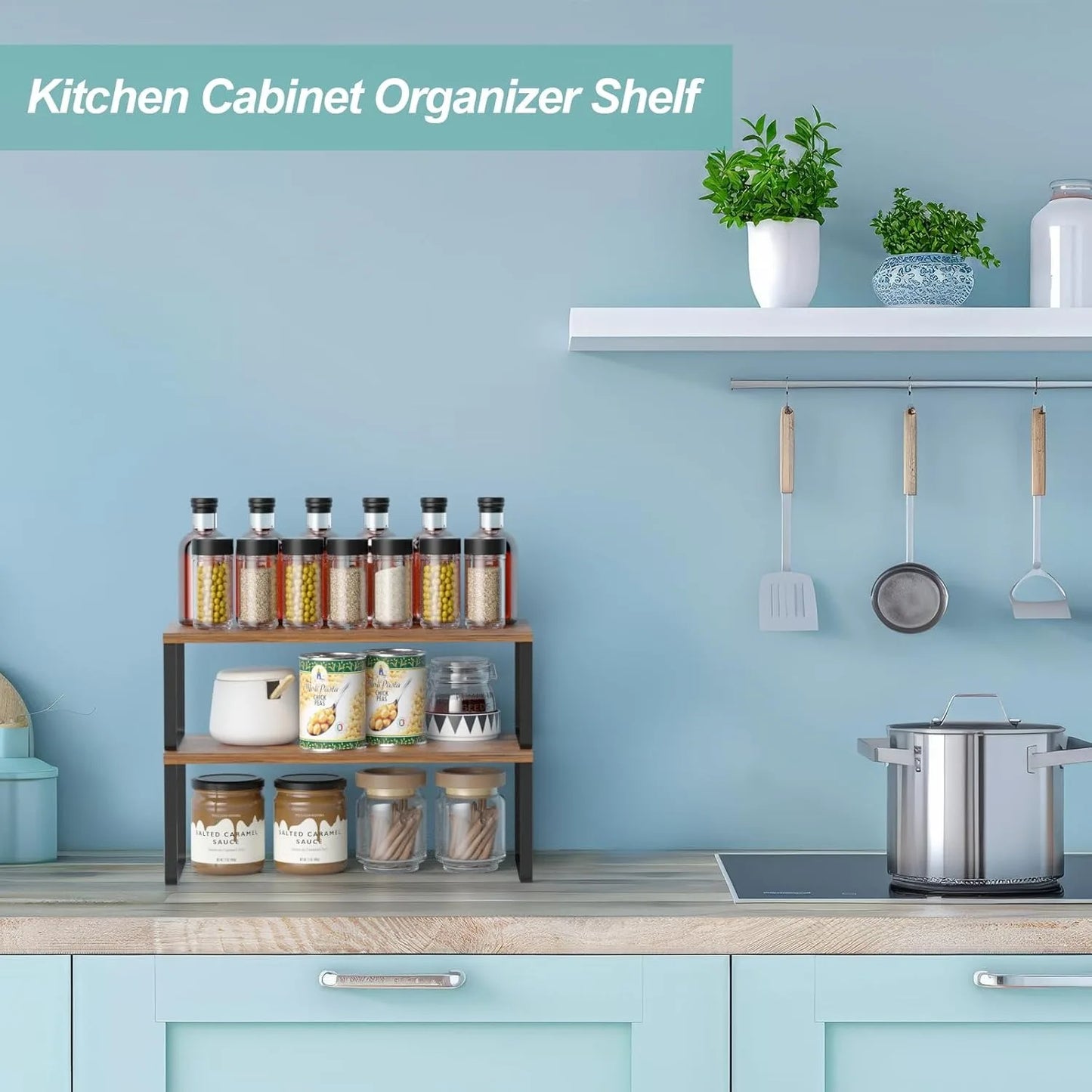 2-Pack Stackable Cabinet Shelf Organizer