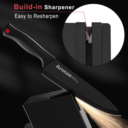 15 pc Knife Set with Sharpener Block