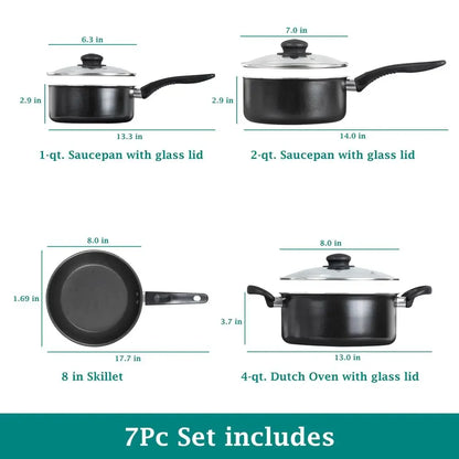 7-Piece Nonstick Black Cookware Set