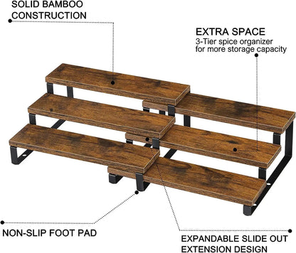 3-Tier Wooden Spice Rack Set of 2