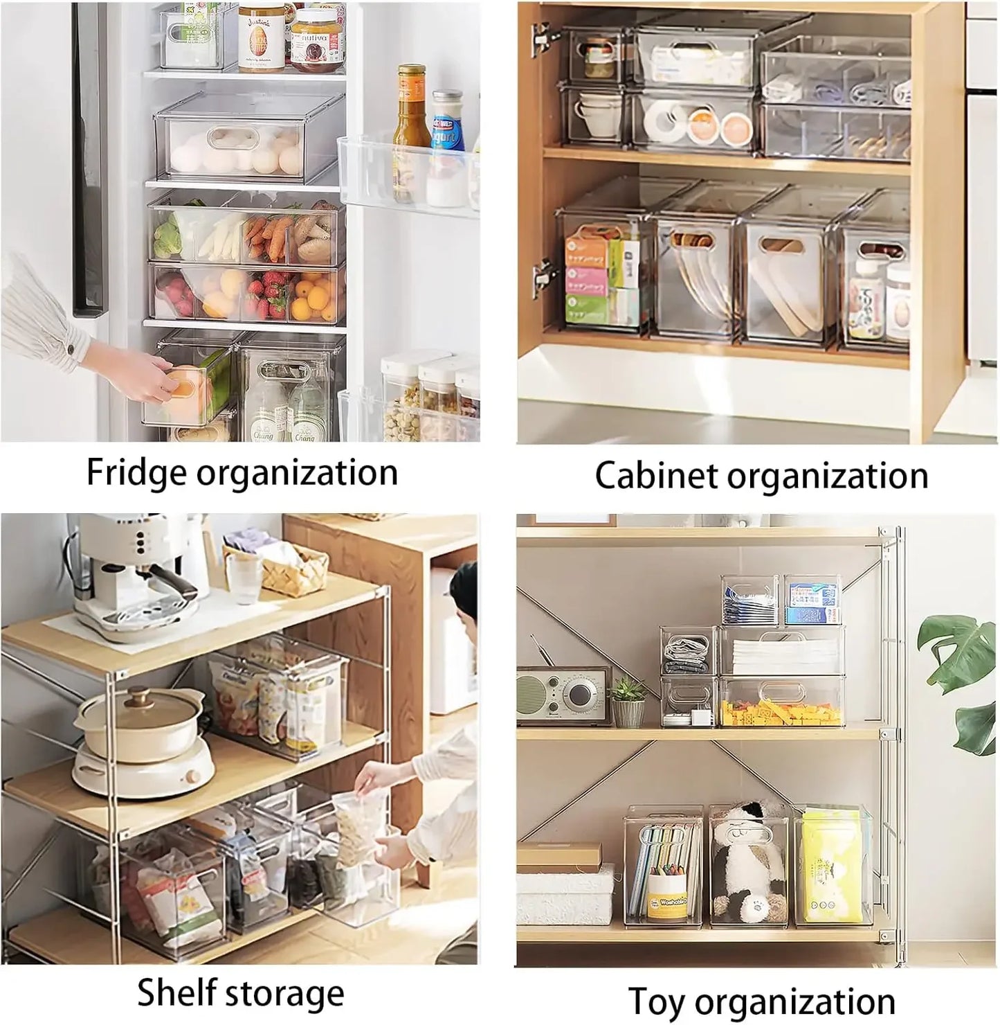 4 Pack Stackable Refrigerator Organizer