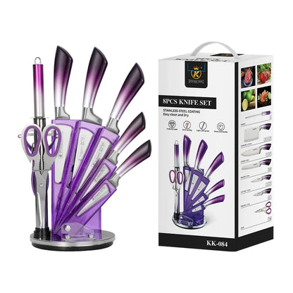 9 Pc Kitchen Knife Set With Sharpener