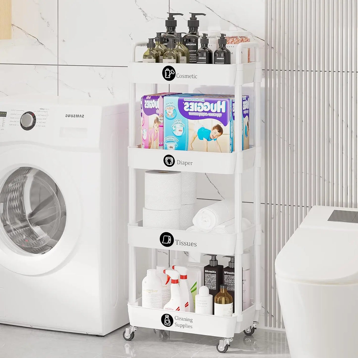 Kitchen Multifunction Utility Rolling Cart