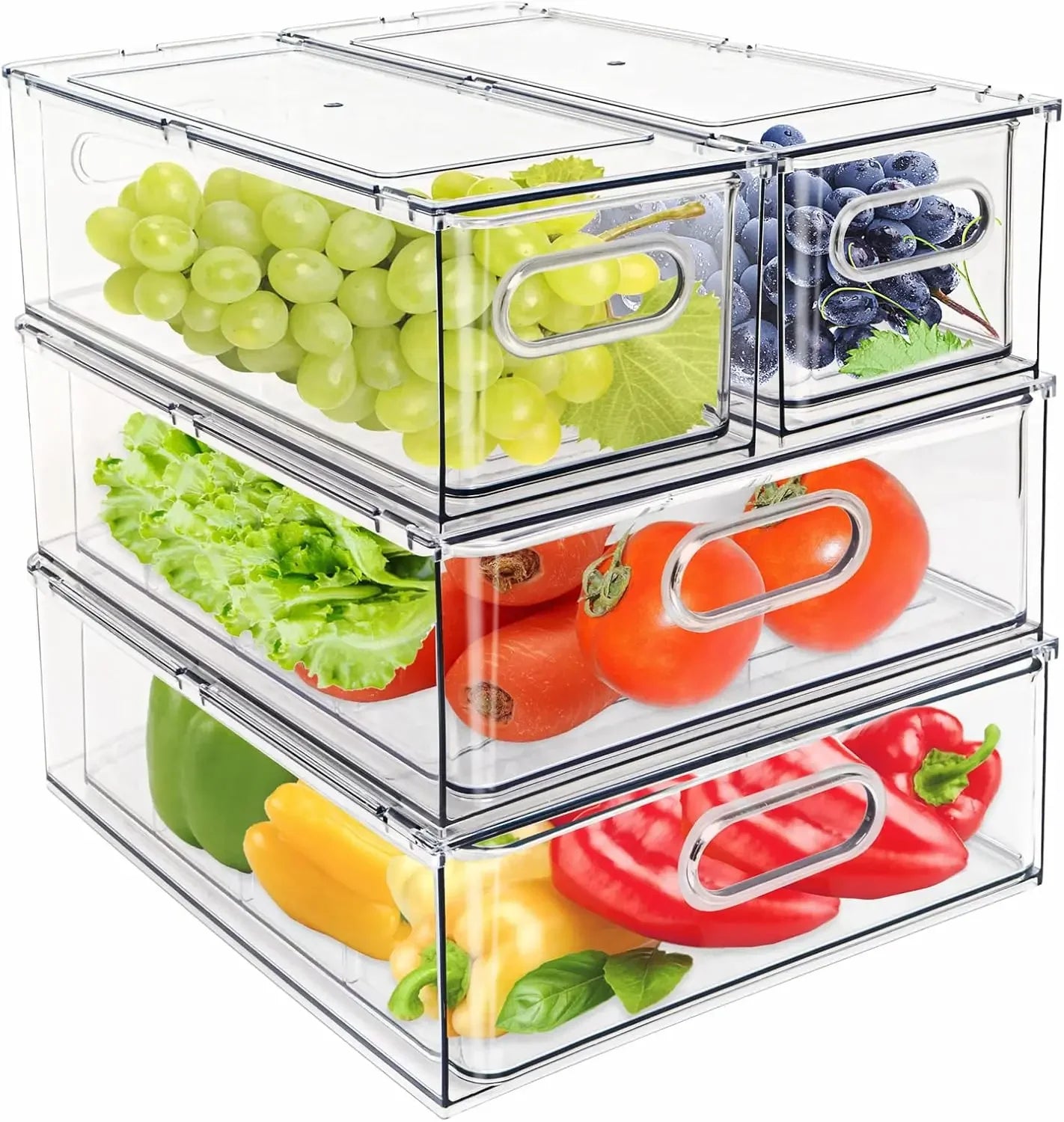 4 Pack Stackable Refrigerator Organizer