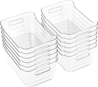 12 Pack Plastic Storage Bins, Multi-Use