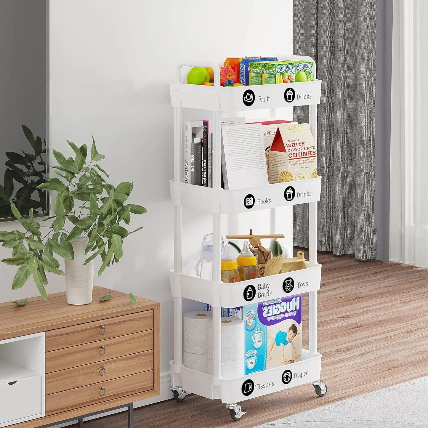 Kitchen Multifunction Utility Rolling Cart