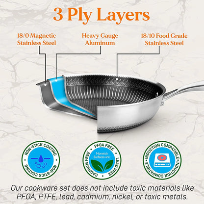 8 Inch Nonstick Triply Cooking Pan With Lid