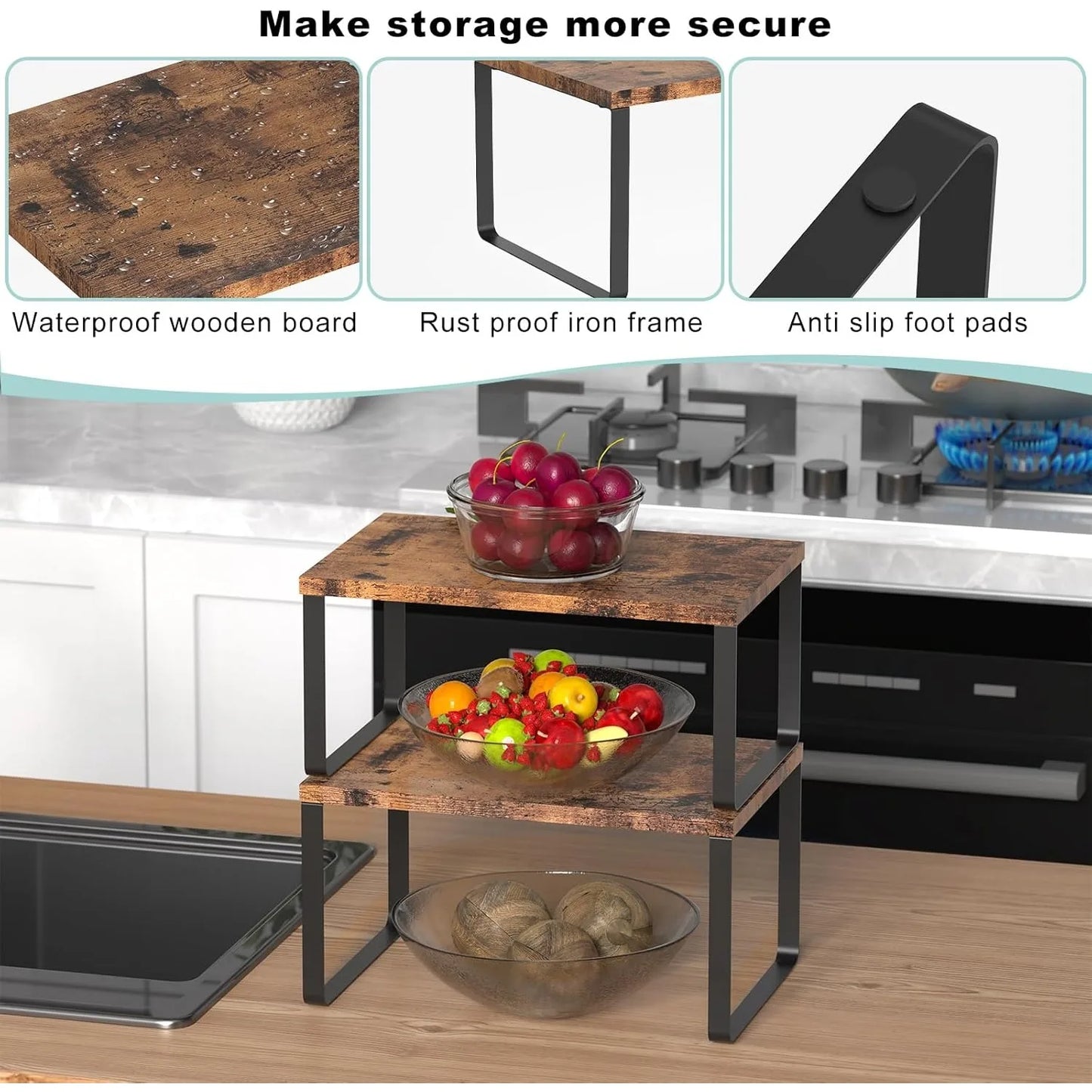 4-Pack Wooden Expandable Shelves