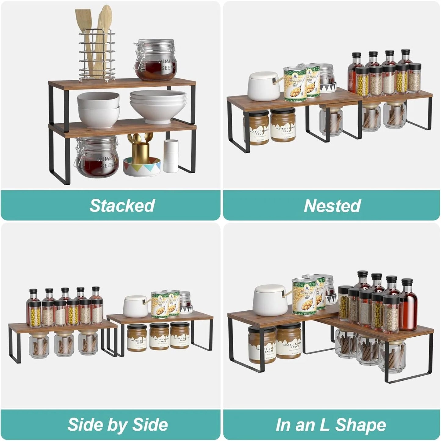 2-Pack Stackable Cabinet Shelf Organizer