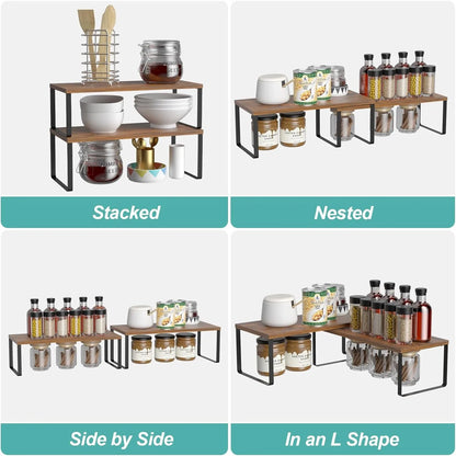 2-Pack Stackable Cabinet Shelf Organizer
