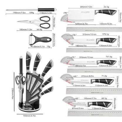 9 Pc Kitchen Knife Set With Sharpener