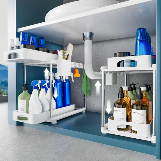 2 Tier Sliding Under Sink Organizer and Storage