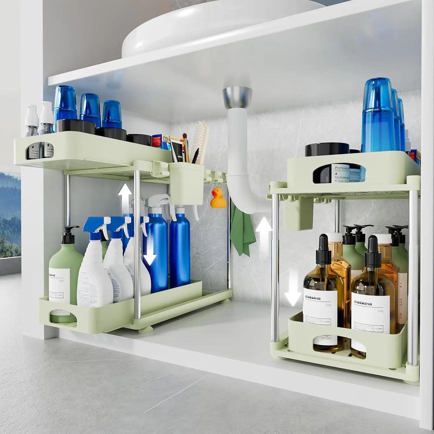 2 Tier Sliding Under Sink Organizer and Storage