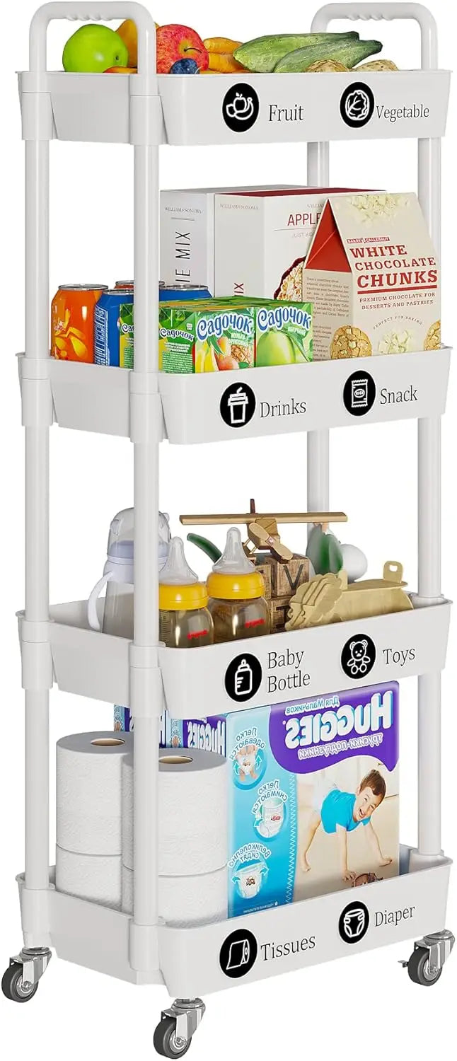 Kitchen Multifunction Utility Rolling Cart