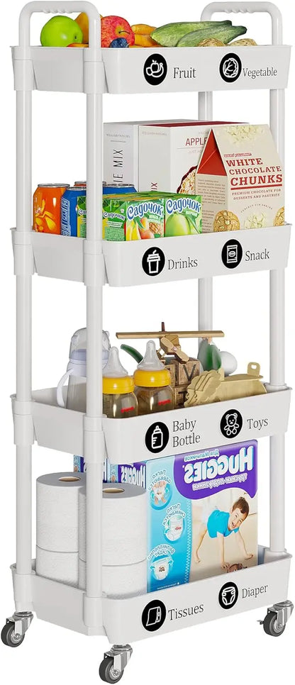 Kitchen Multifunction Utility Rolling Cart