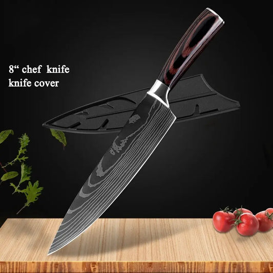 Professional Kitchen Knife Stainless Steel Wooden Handle